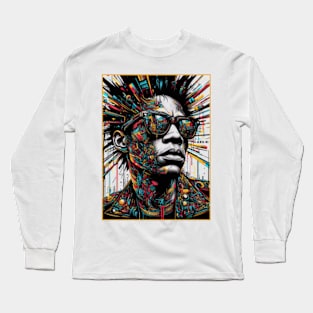 Abstract portrait of Jean Michel Basquiat Long Sleeve T-Shirt